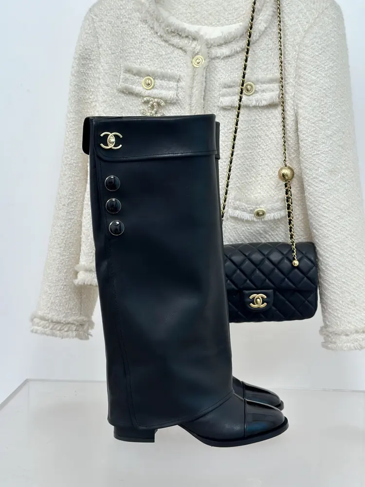 Chanel thick-heeled trouser boots