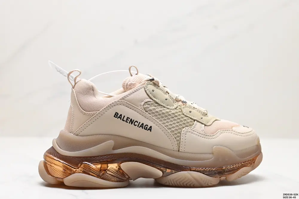 Balenciaga Triple S Clear Sole polyester fabric leather shock-absorbing non-slip Shoes 544351
