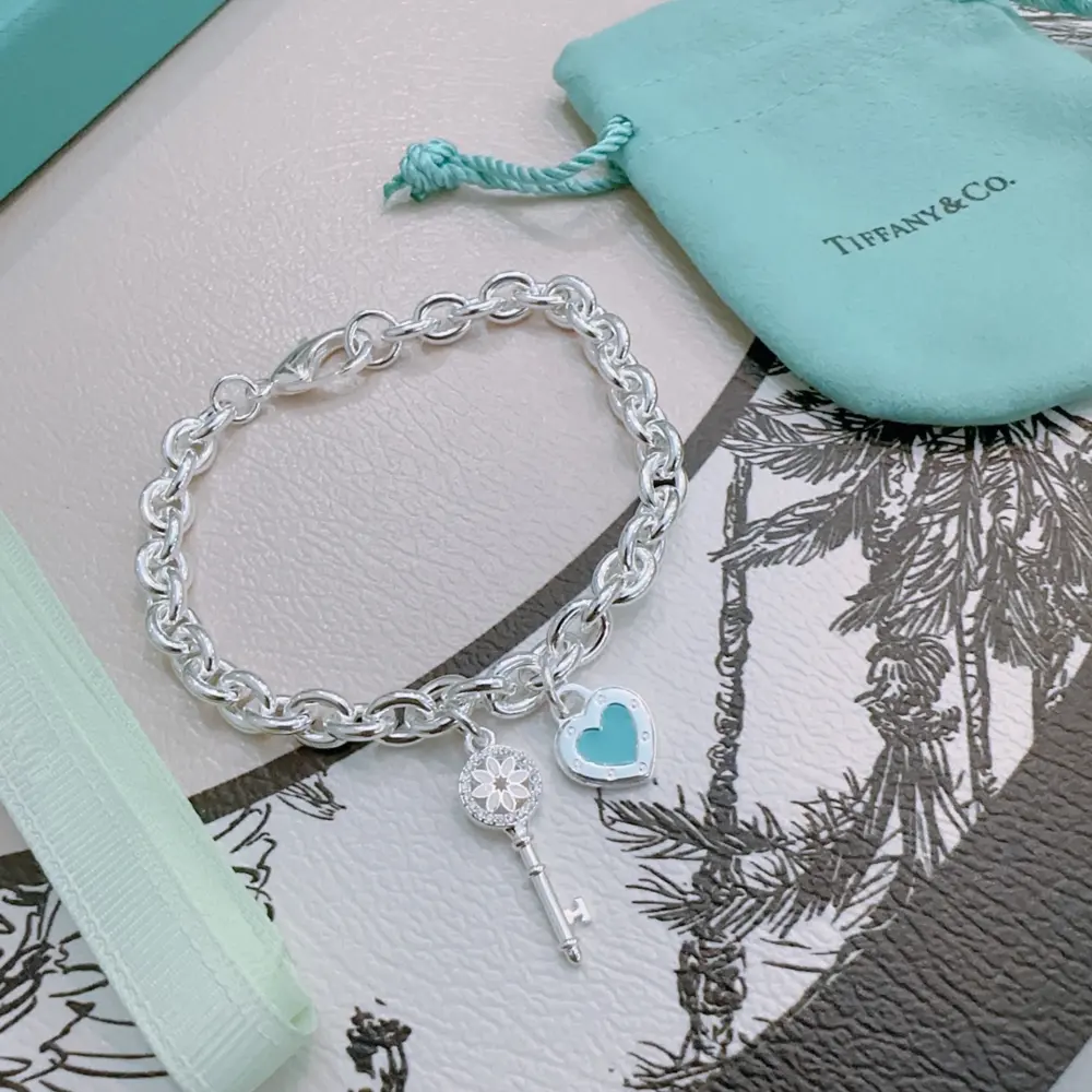 Tiffany multi-element agate silver style bracelet