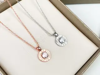 Bvlgari diamond hoop necklace diamond pendant