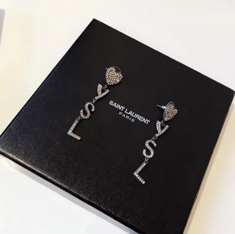 Saint Laurent classic logo letter heart earrings