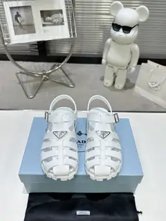Prada new sandal series classic triangle buckle pig cage sandals classic upgrade comfort