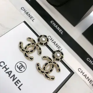 Chanel leather stud earrings