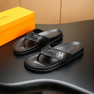 Hermès cowhide H slippers. Paris original flyback mold perfect creation of the highest