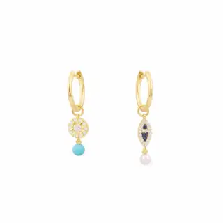 Apm monaco fish and sun asymmetrical earrings Apm monaco small fish and sun ab style