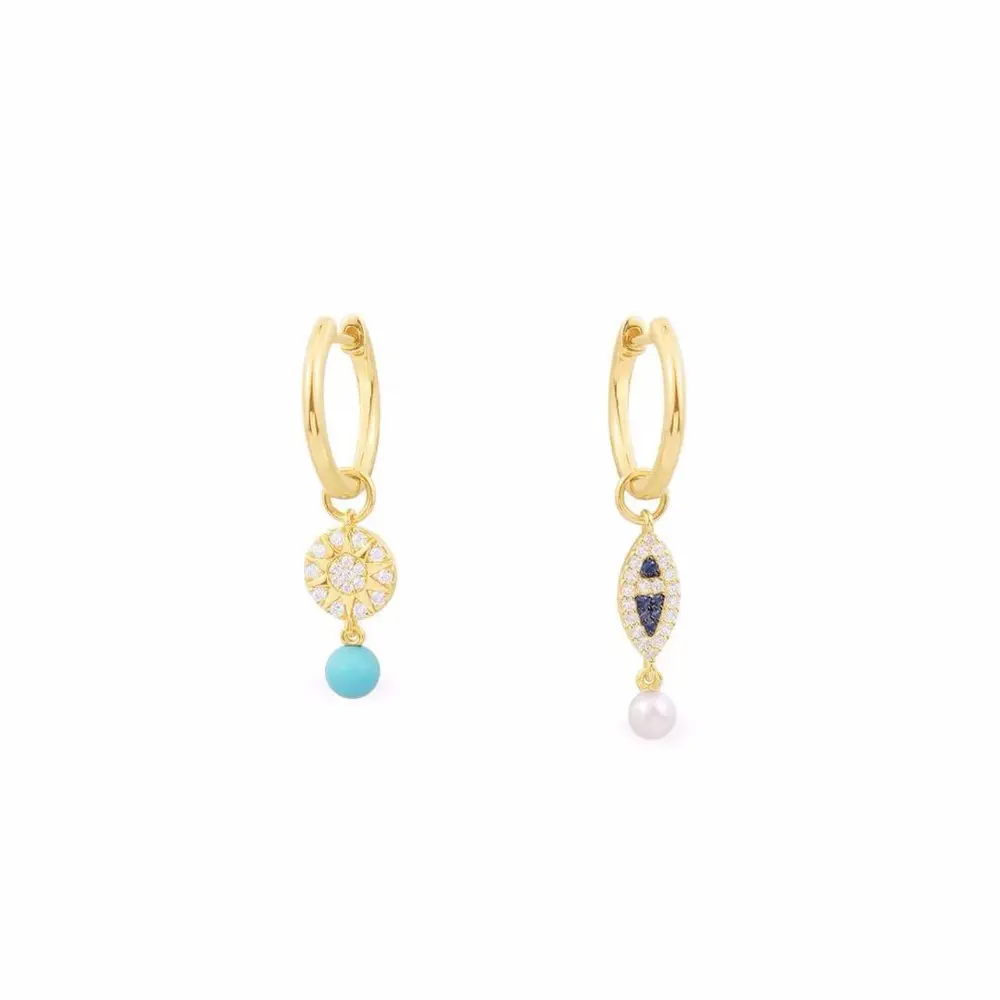 Apm monaco fish and sun asymmetrical earrings Apm monaco small fish and sun ab style