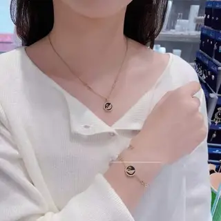 Swarovski Gold and Black Leather Swan Clavicle Necklace