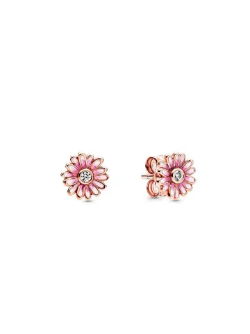 Pandora rose gold pink daisy sterling silver stud earrings