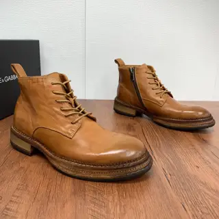 Dolce & Gabbana Autumn and Winter Men’s Horse Leather Lace-up Boots