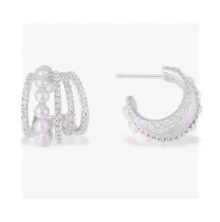 Apm monaco silver-white five-circle pearl earrings 925 sterling silver hand-inlaid with