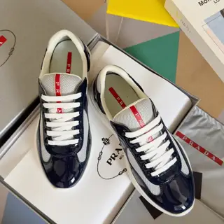 Prada America’s Cup Series Patent Leather Mesh Casual Sneakers