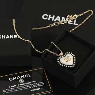 Chanel Small Heart Peach Necklace