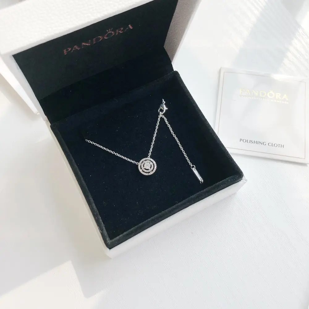 Pandora double-circle full diamond necklace