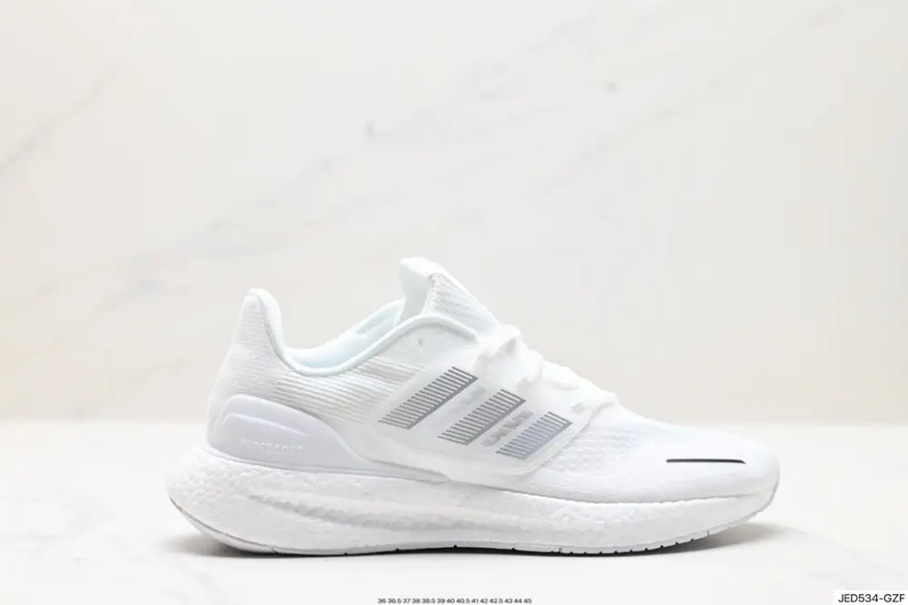 Adidas PureBOOST 23 popcorn cushioning midsole running shoes. The upper IH7673