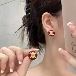 Celine Arc de Triomphe diamond New Year red earrings