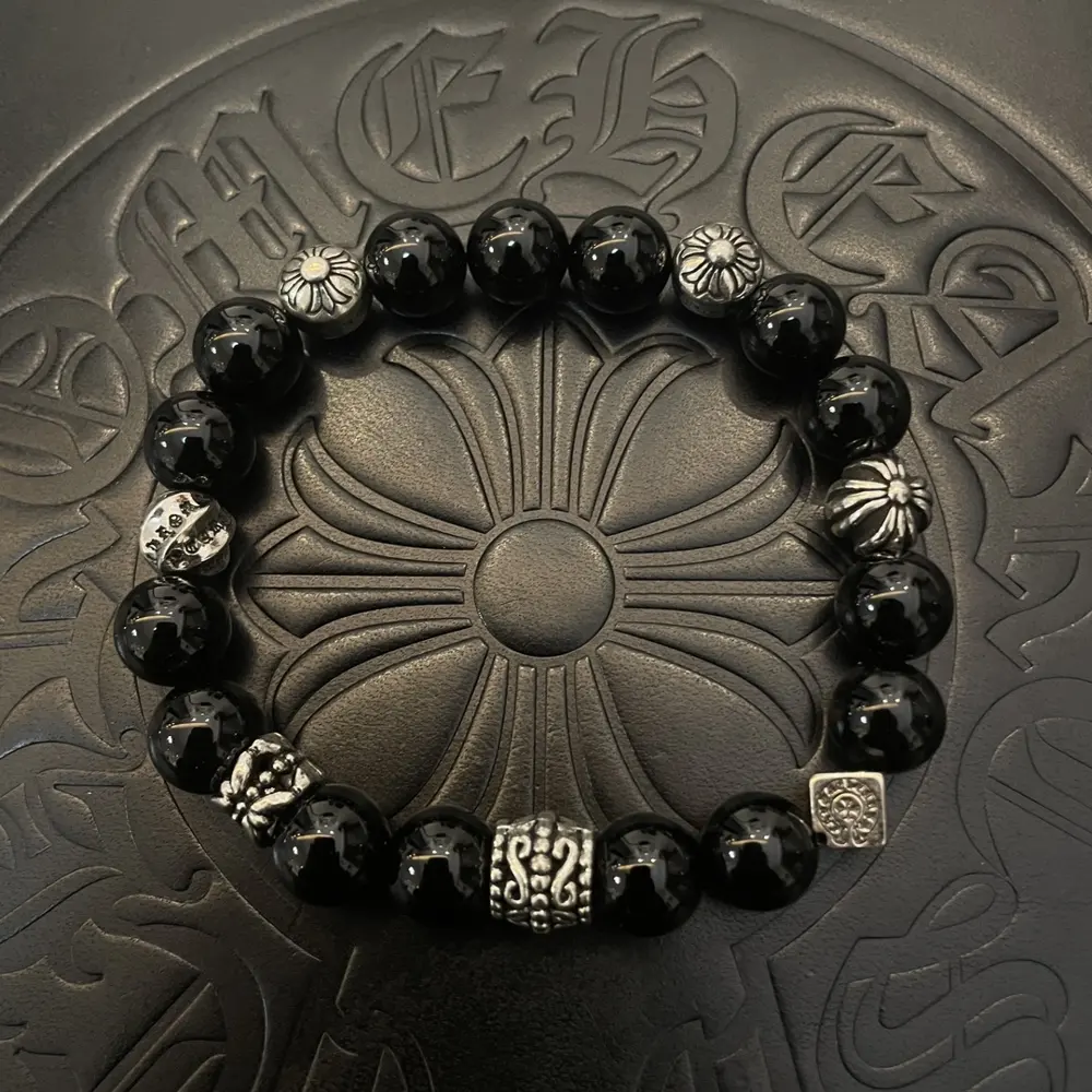 Chrome Hearts Classic Retro Multi-element Obsidian Bracelet