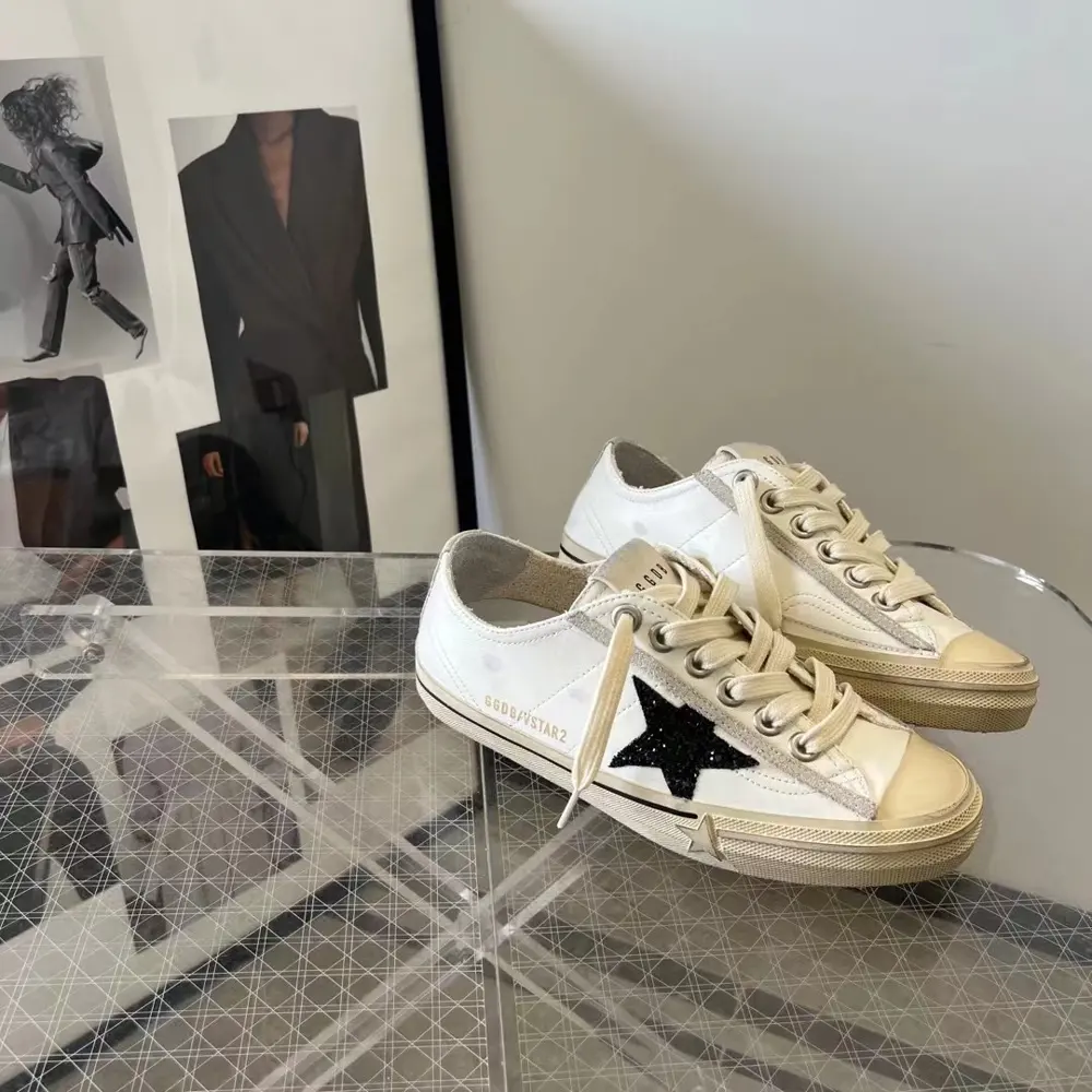 Golden Goose white blue star couple shoes