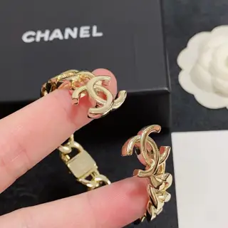 Chanel double c logo open spring bracelet