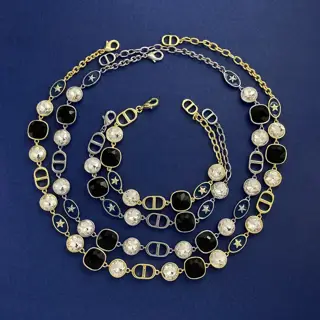 DIOR light luxury fashion multi-accessories round white diamond oval blue oil drop polished