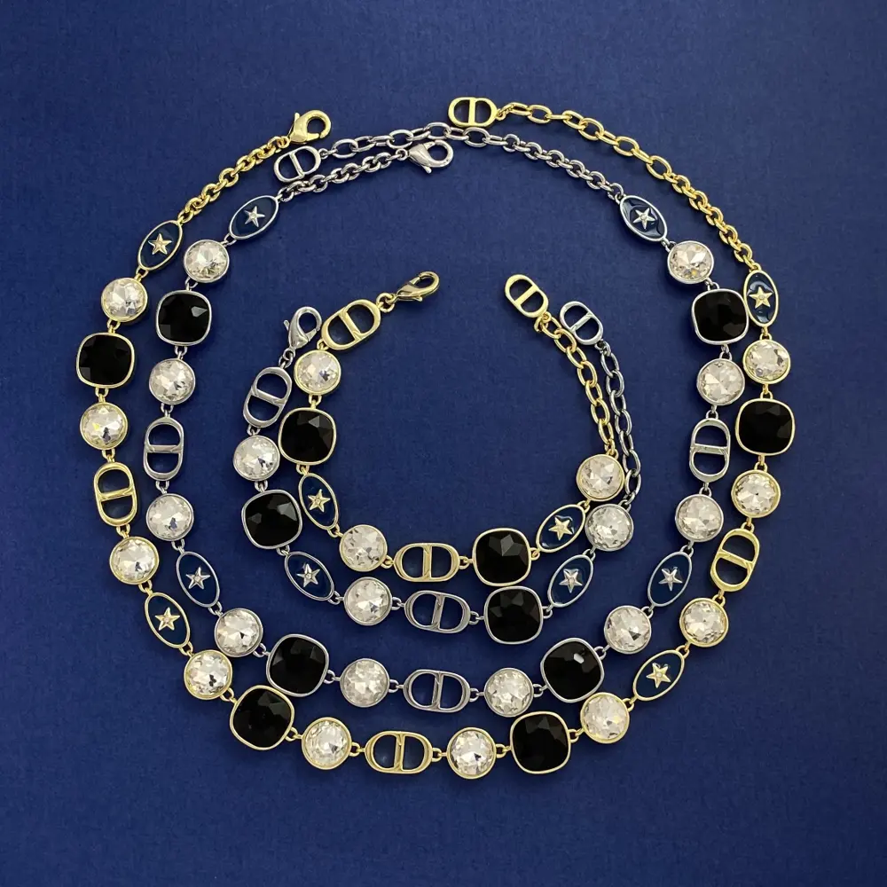 DIOR light luxury fashion multi-accessories round white diamond oval blue oil drop polished