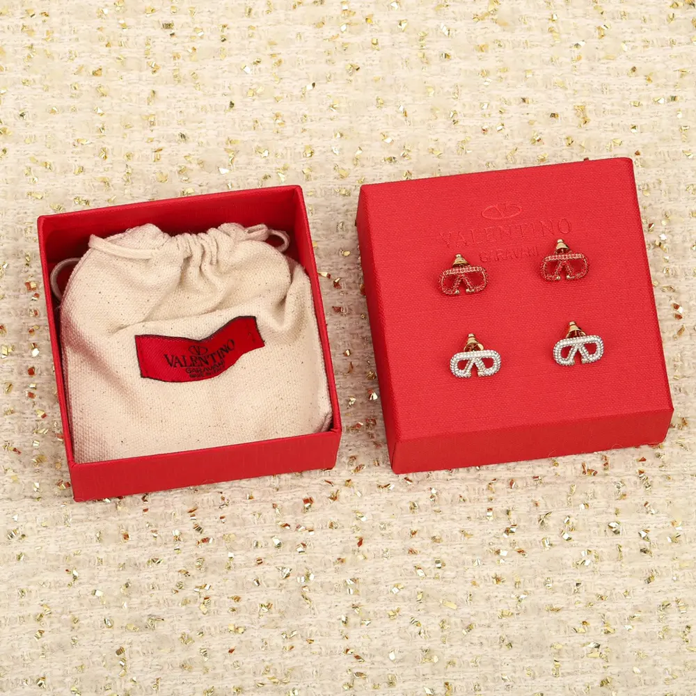 Valentino White diamond Red diamond Earrings