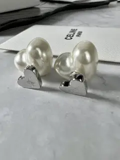Celine heart pearl earrings