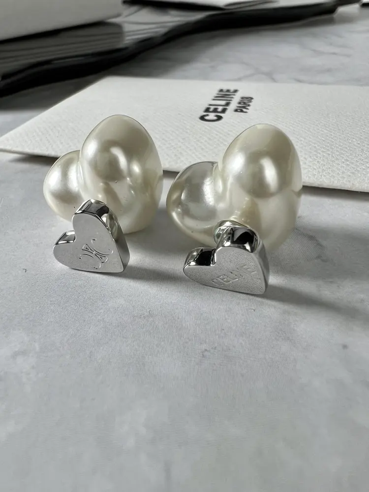 Celine heart pearl earrings