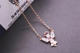 Swarovski Rose Gold Angel Clavicle Necklace