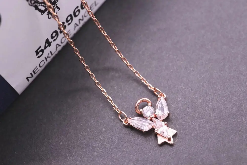 Swarovski Rose Gold Angel Clavicle Necklace