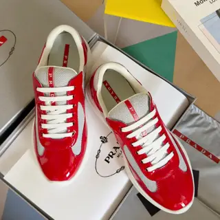 Prada America’s Cup Series Patent Leather Mesh Casual Sneakers