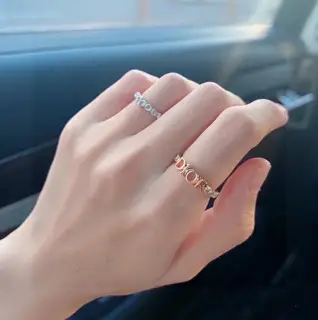 [Dior letter full diamond ring] The same brass material as the counter + Swarovski Silver