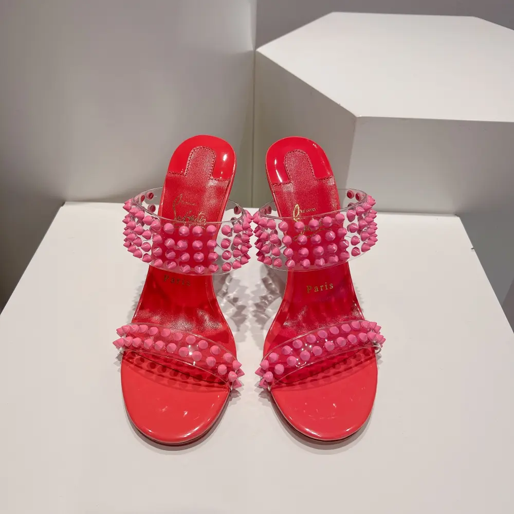 Christian Louboutin two-strap rivet high-heeled sandals
