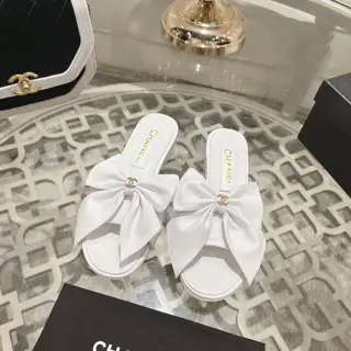 Chanel Oversized Bow Double C Flat Slippers