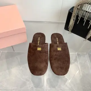 Miu Miu Miu Mules Slippers Closed Toe Lambskin Half Slippers Zp Development Original