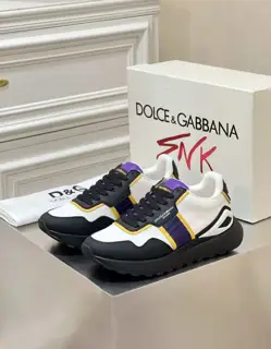 Dolce & Gabbana cowhide patchwork men’s casual sports shoes fashionable elastic sports