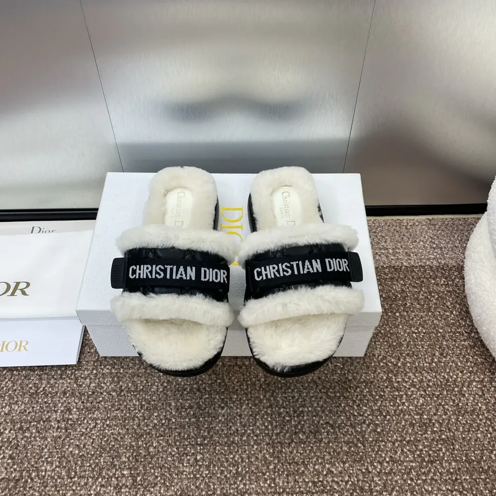 Dior spring and summer new IVIERA Evolution Velcro webbing thick-soled casual lamb wool