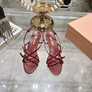 MiuMiu*MiuMiu/25ss Spring/Summer new catwalk style·Kitten heel high-heeled sandals