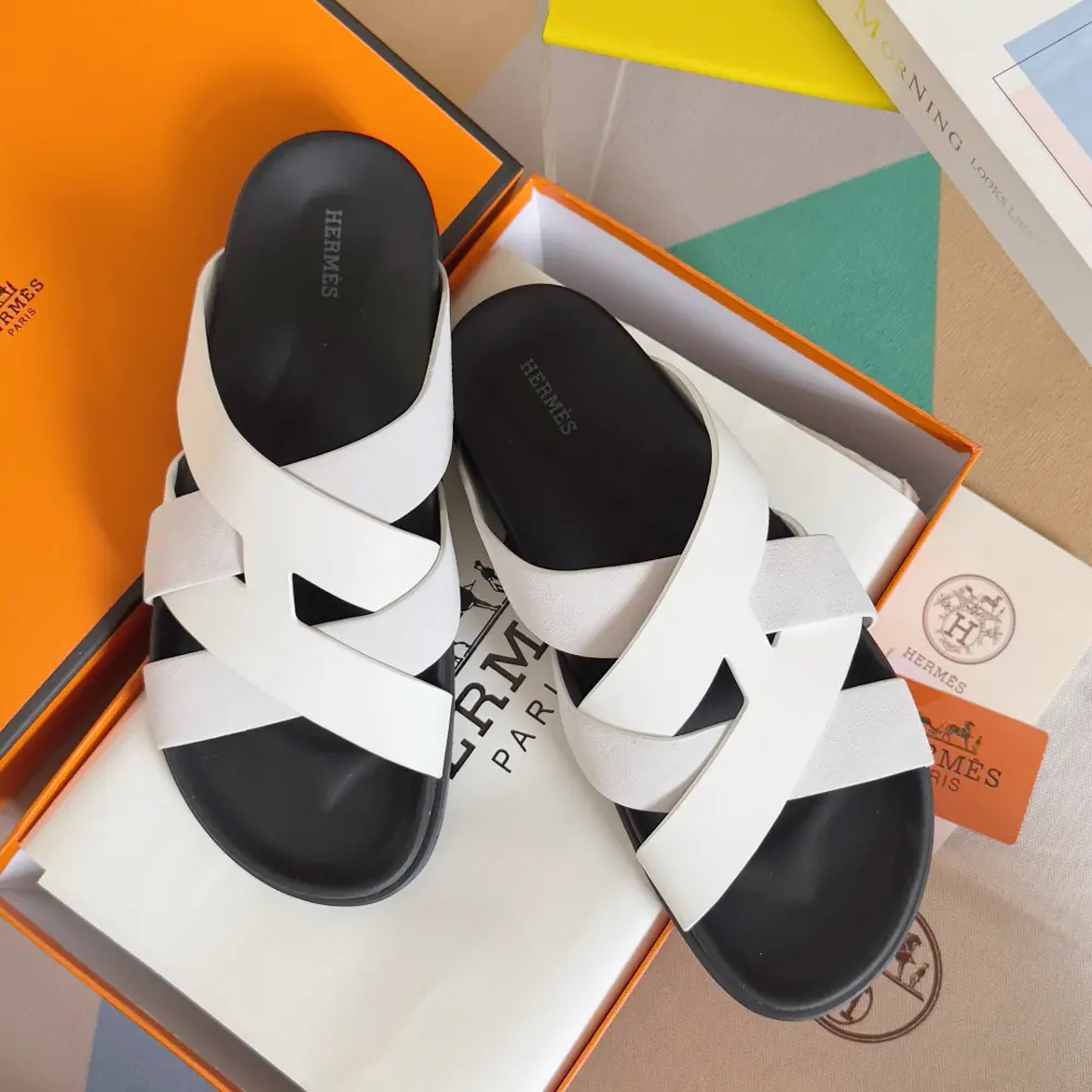 Hermès Kazimir series cross webbing waterproof platform sandals retro second uncle shoes H