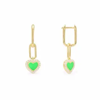 APM Monaco fluorescent green heart hoop diamond earrings