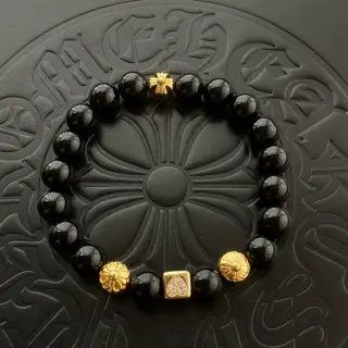 Chrome Hearts classic retro multi-element black agate gold bracelet