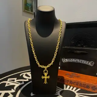 Chrome Hearts Cross Hearts Gold Cross Necklace