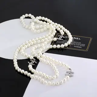 Chanel Double C Pearl Necklace Sweater Chain