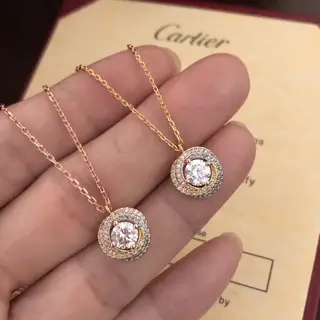 Latest Cartier three-ring necklace 18k gold electroplating process Counter version