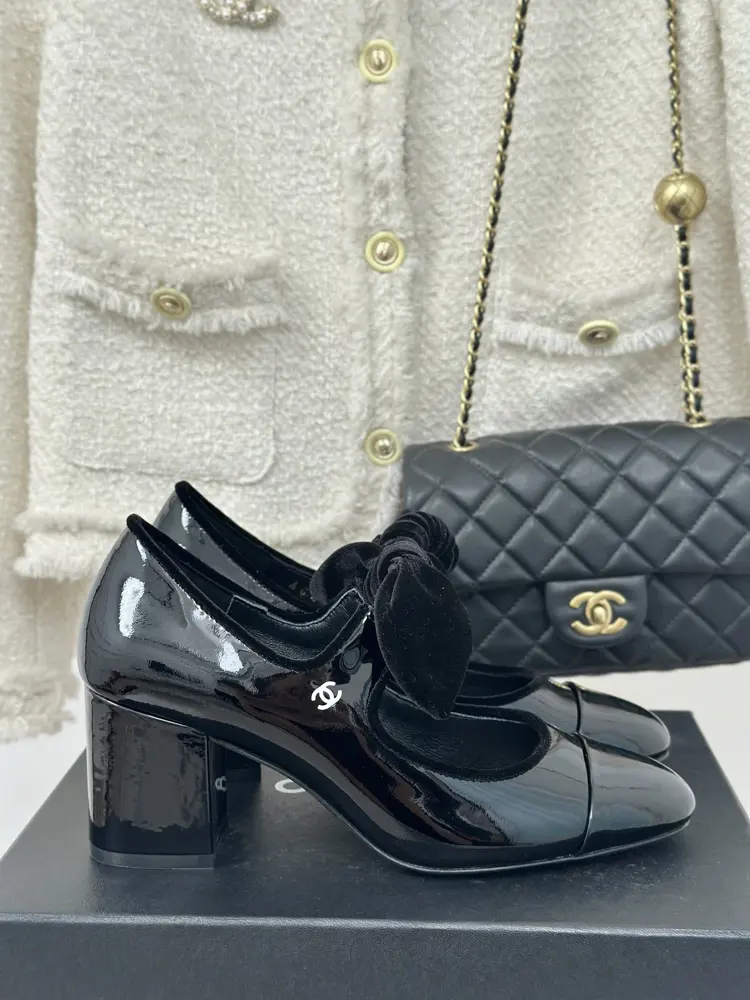 Chanel Double C Colorblock Bowknot Mary Jane Shoes