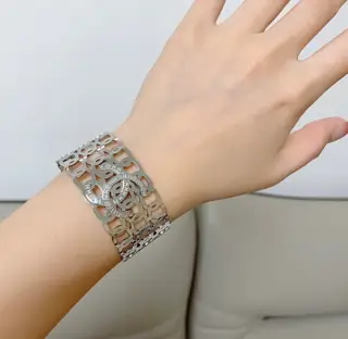 Chanel Double C wide openwork braided bracelet