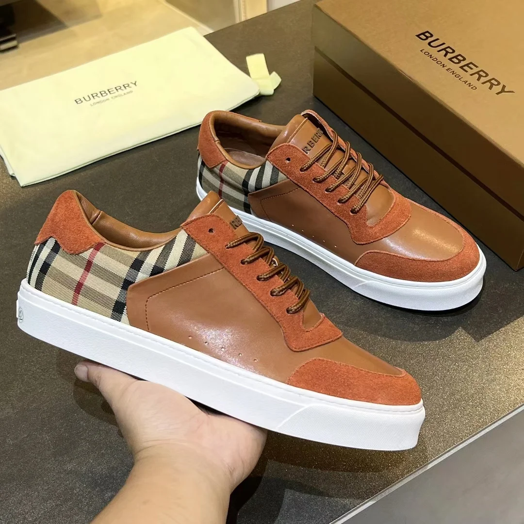BURBERRY Retro plaid cotton sneakers