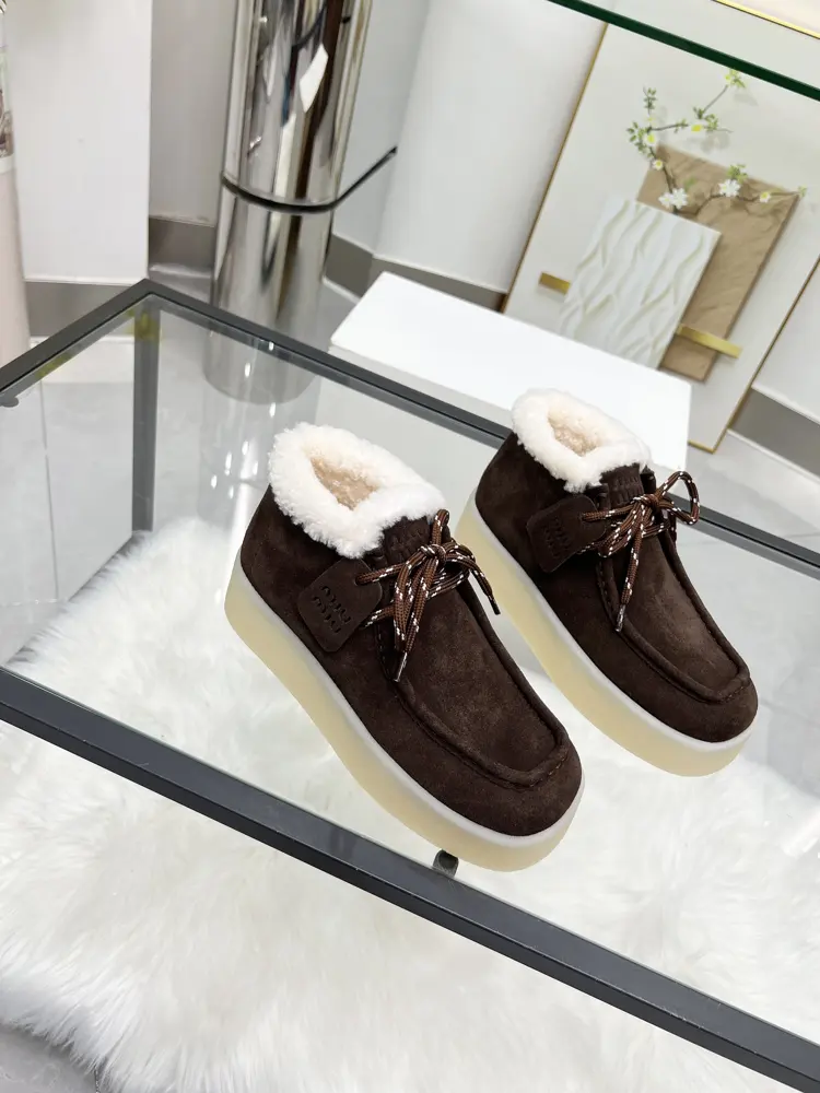Miu Miu Miu autumn and winter new thick-soled high-top loafers Square head design