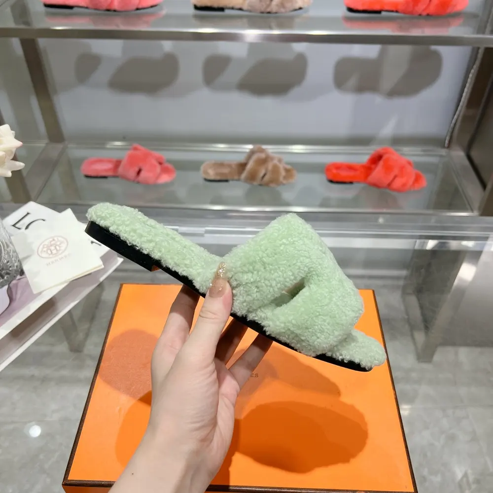 Hermès full leather rabbit fur model Shoes