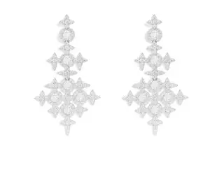APM Monaco Pave-set shooting star and round drop earrings