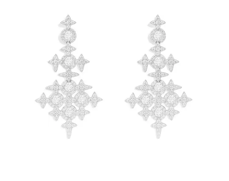 APM Monaco Pave-set shooting star and round drop earrings